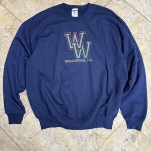 Vintage Jerzees XL Wildwood NJ Crewneck Sweatshirt Navy Graphic Oversized 50/50